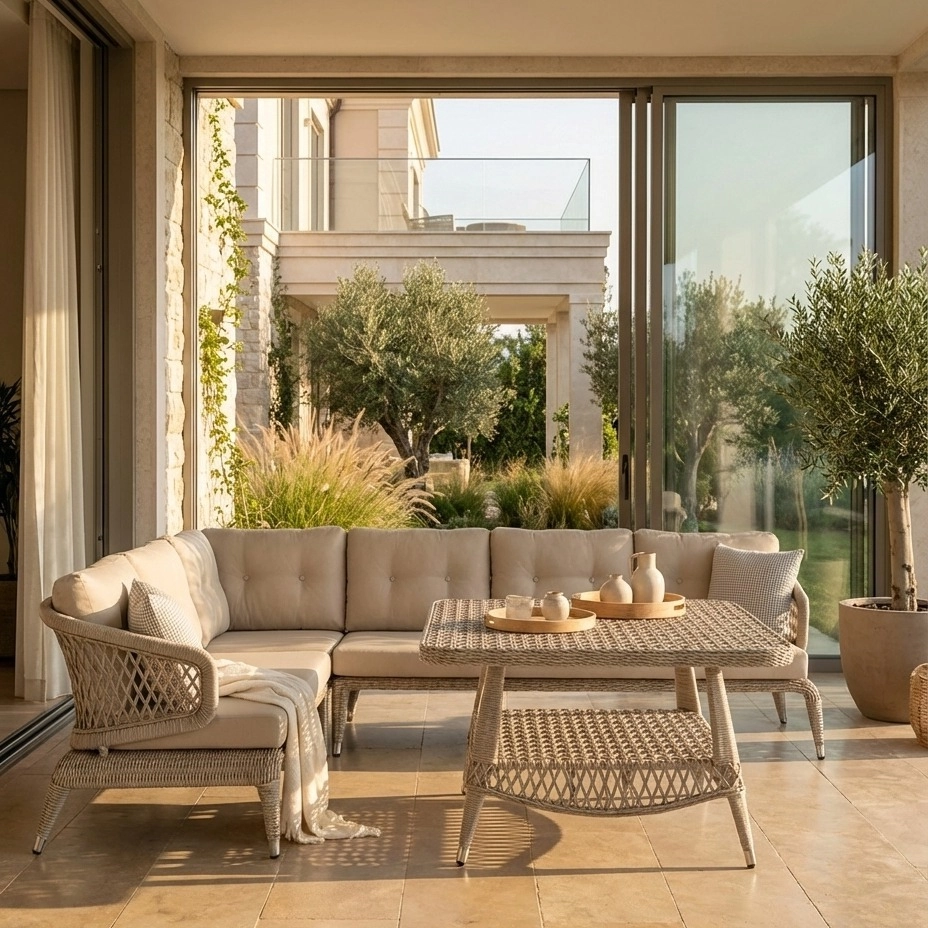 Bàn ghế sân vườn bằng bê tông mài phong cách công nghiệp độc đáo