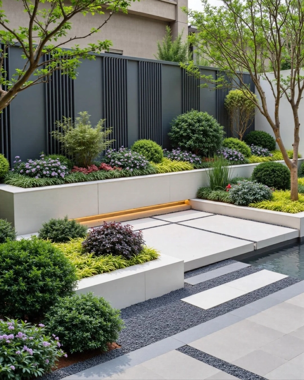 Sắc vàng rực rỡ của cỏ đậu phộng trang trí lối đi