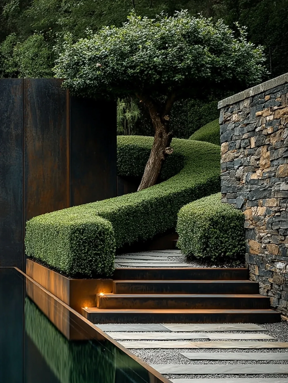 Gạch lát sân vườn hiện đại hoa văn hình học độc đáo