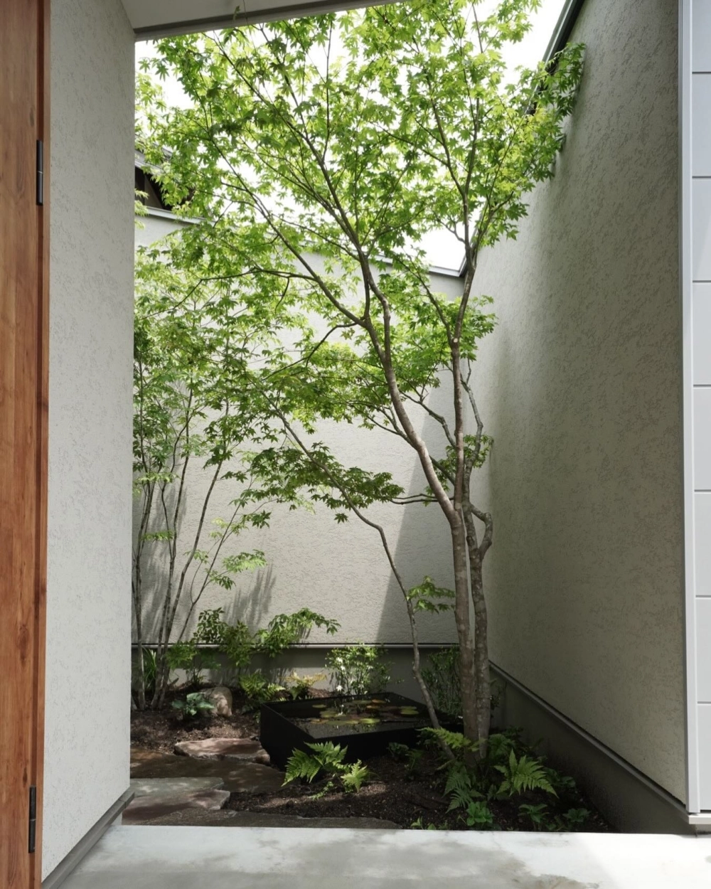 Góc bàn uống trà sân vườn nhật bản giữa không gian xanh