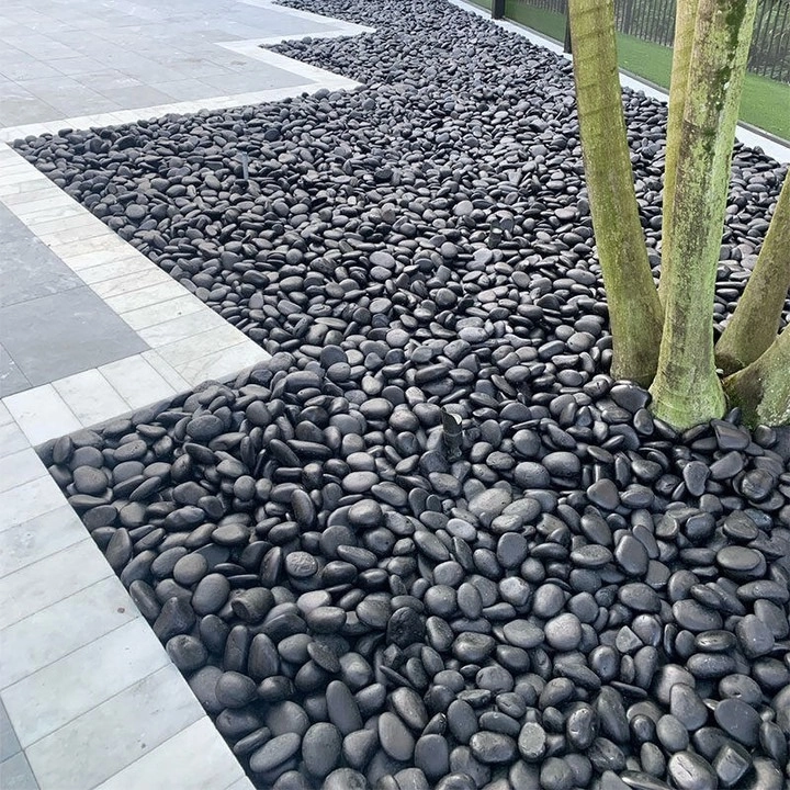 Mẫu sỏi đen trang trí sân vườn mang phong cách sang trọng và huyền bí