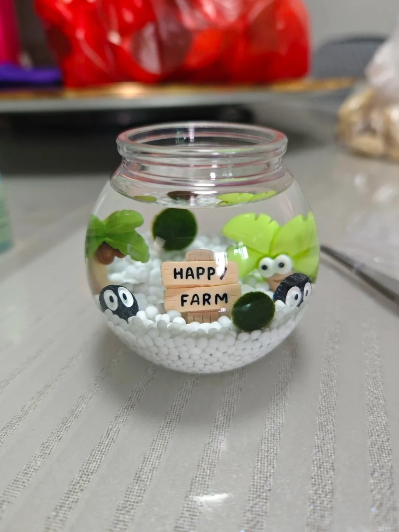 Tảo marimo trong bình thủy tinh nhìn rất tinh tế