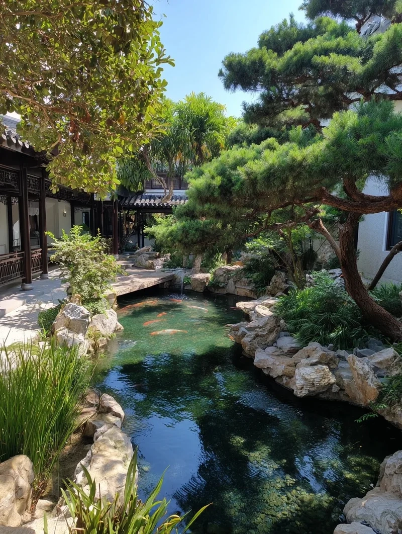 Không gian thanh lịch nhờ mẫu sân vườn phong cách Trung Hoa đẹp