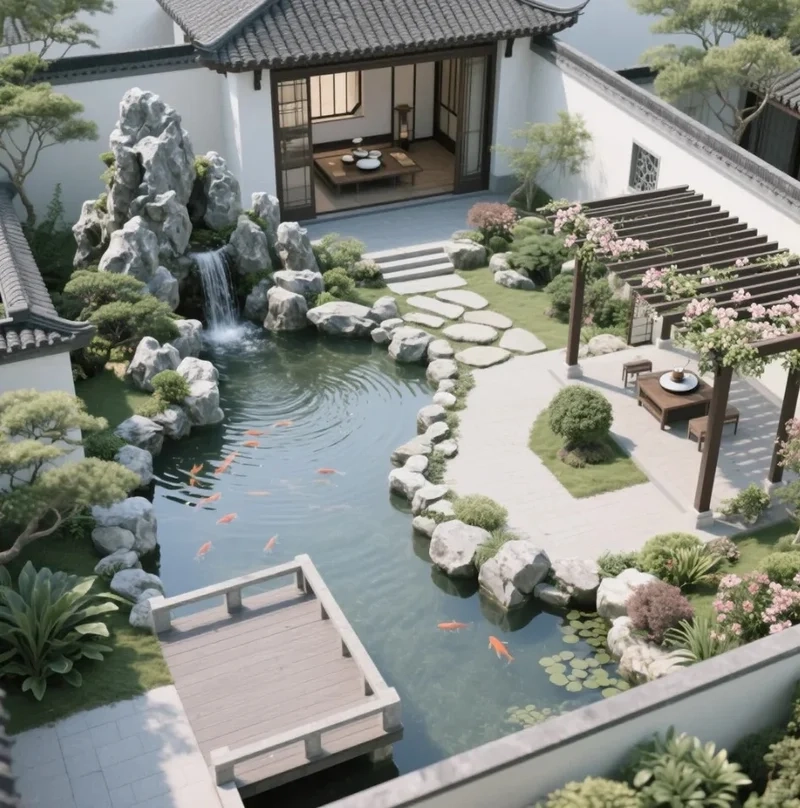 Góc vườn tuyệt mỹ với mẫu sân vườn phong cách Trung Hoa mẫu đẹp