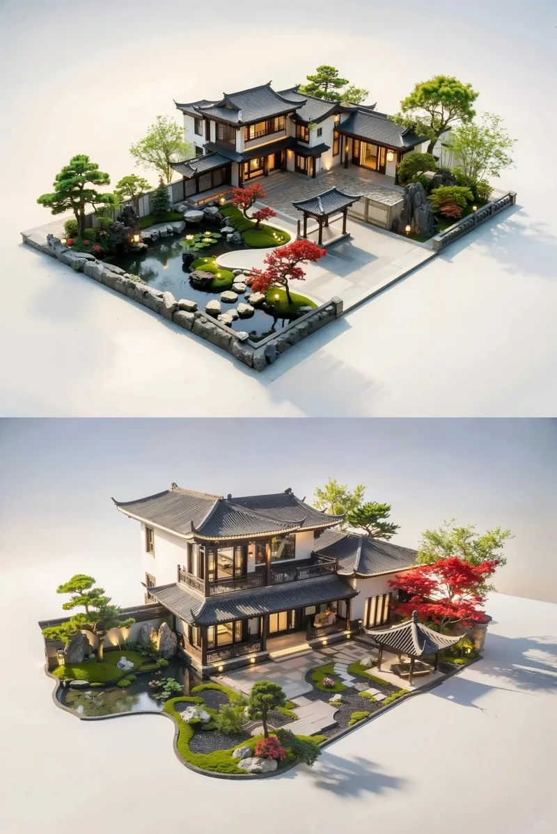 Hình ảnh chân thực của mẫu sân vườn phong cách Trung Hoa ảnh thực tế